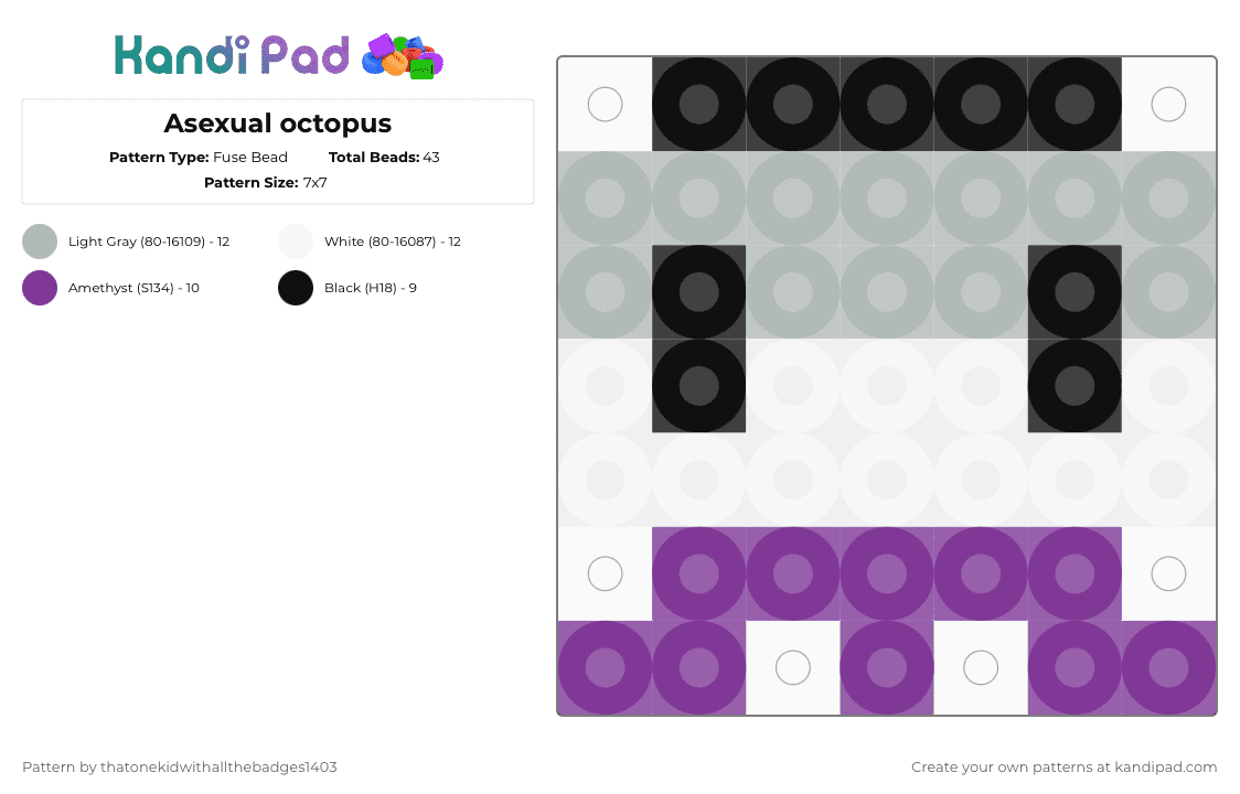 Asexual octopus - Fuse Bead Pattern by ur_local_adhd_weird_gay_kid on Kandi Pad - beige,pink,octopus,lgbtqia,queer,pride
