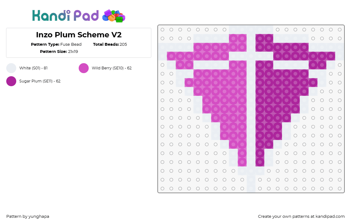 Inzo Plum Scheme V2 - Fuse Bead Pattern by yunghapa on Kandi Pad - inzo,overthinker,pyramid,music,edm,dj,pink