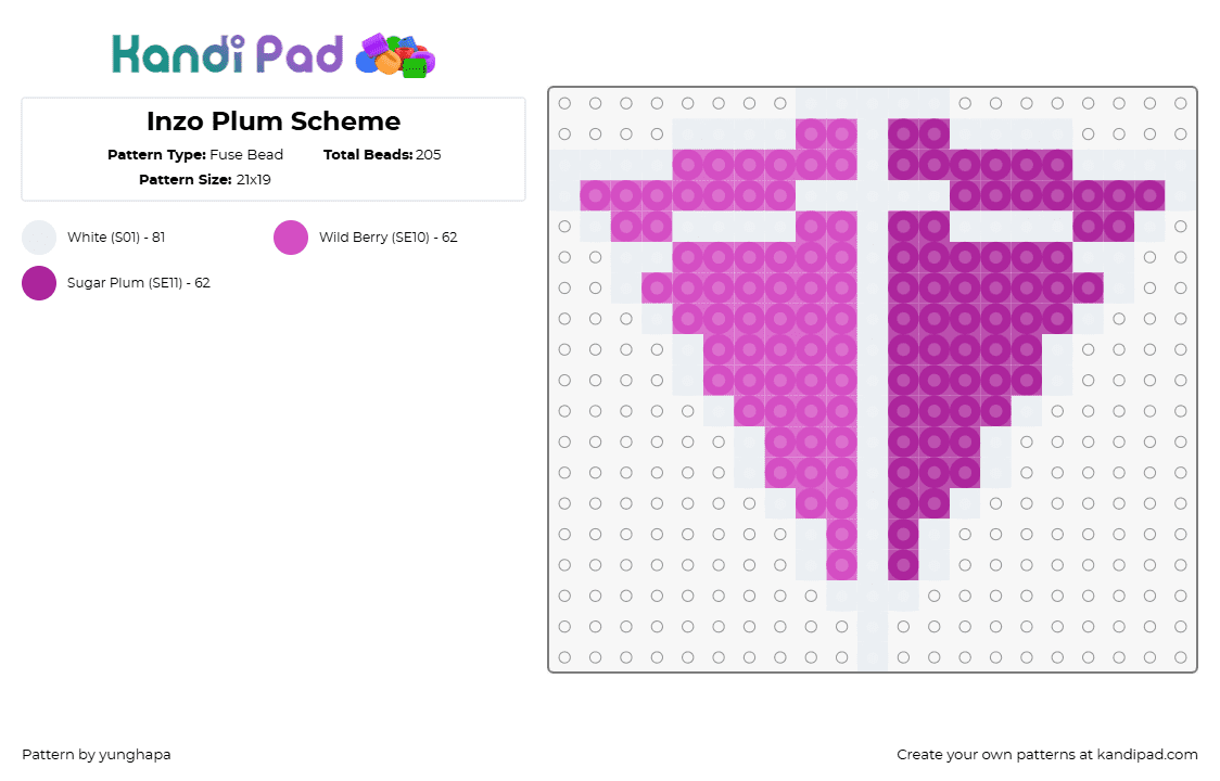 Inzo Plum Scheme - Fuse Bead Pattern by yunghapa on Kandi Pad - inzo,overthinker,pyramid,music,edm,dj,pink