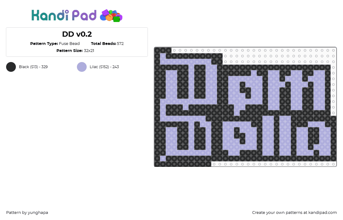 DD v0.2 - Fuse Bead Pattern by yunghapa on Kandi Pad - black,pink