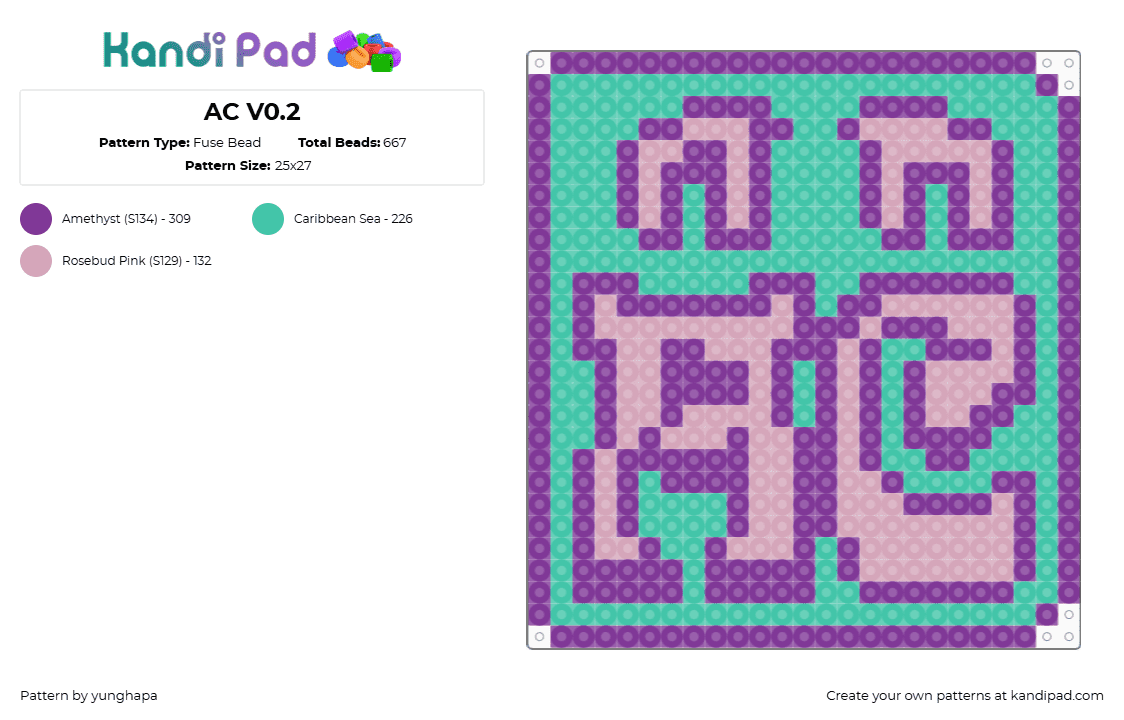 AC V0.2 - Fuse Bead Pattern by yunghapa on Kandi Pad - teal,pink