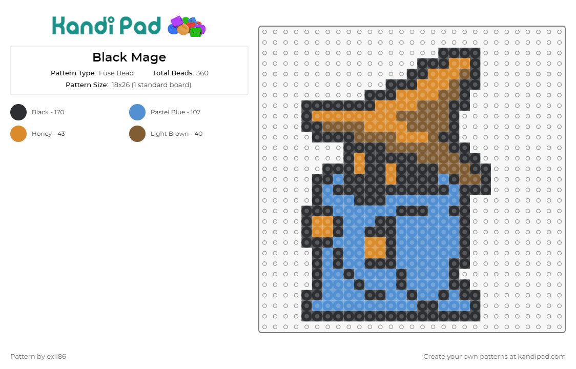 Black Mage - Fuse Bead Pattern by exil86 on Kandi Pad - final fantasy mage,video games