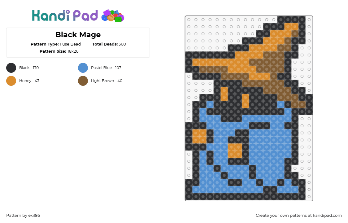 Black Mage - Fuse Bead Pattern by exil86 on Kandi Pad - final fantasy mage,video games