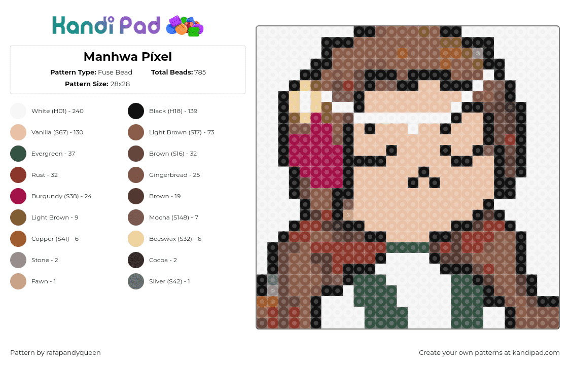 Manhwa Píxel - Fuse Bead Pattern by rafapandyqueen on Kandi Pad - florentia lombardi,shall master this family,comic,portrait,character,brown,tan