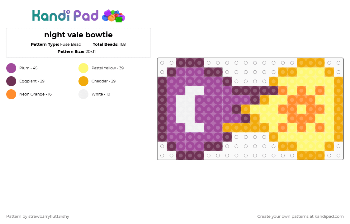night vale bowtie - Fuse Bead Pattern by strawb3rryflutt3rshy on Kandi Pad - pink