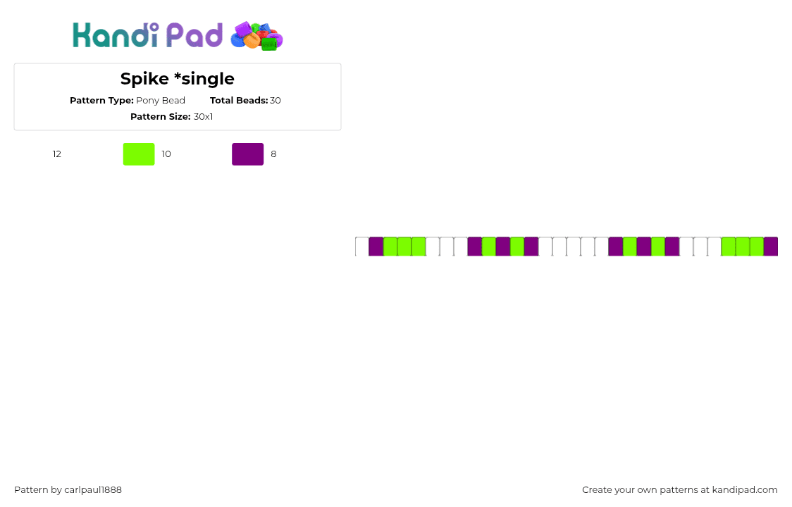 Spike *single - Pony Bead Pattern by carlpaul1888 on Kandi Pad - 