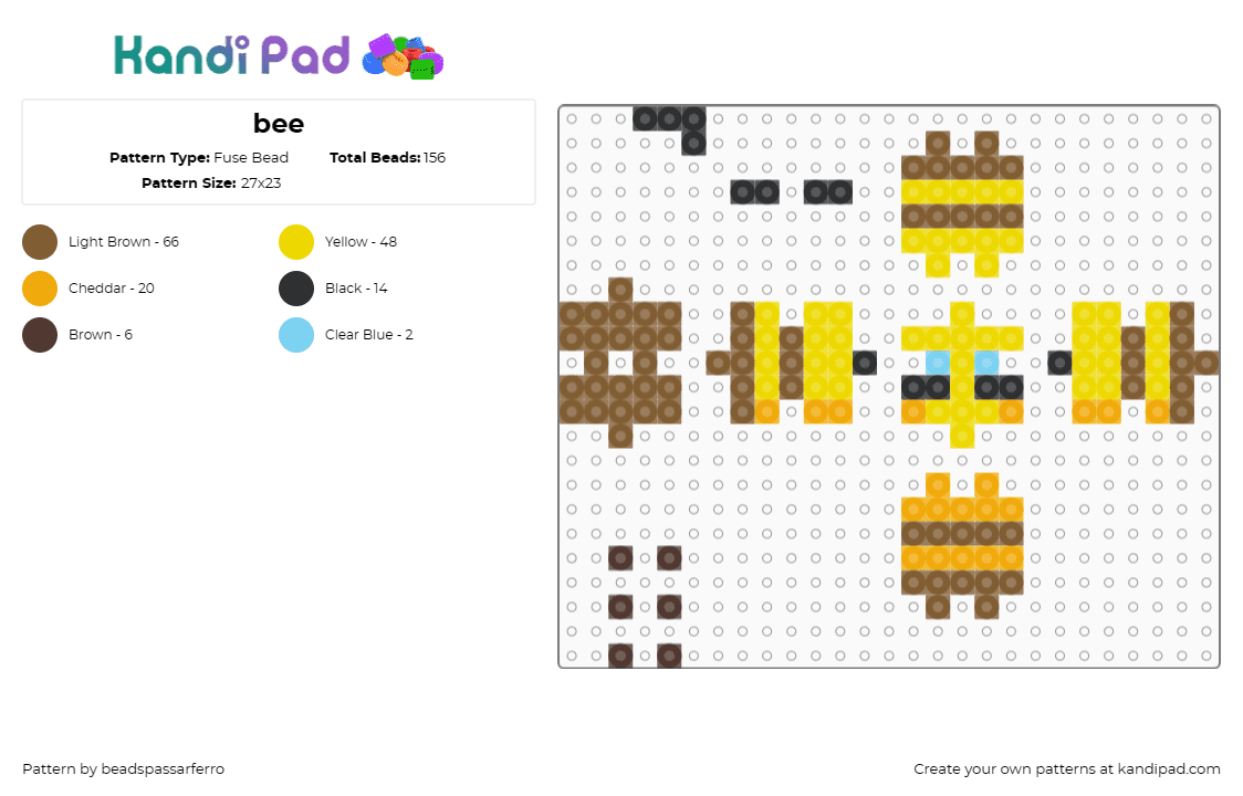 bee - Fuse Bead Pattern by beadspassarferro on Kandi Pad - bee,3d,minecraft,insect,yellow,brown