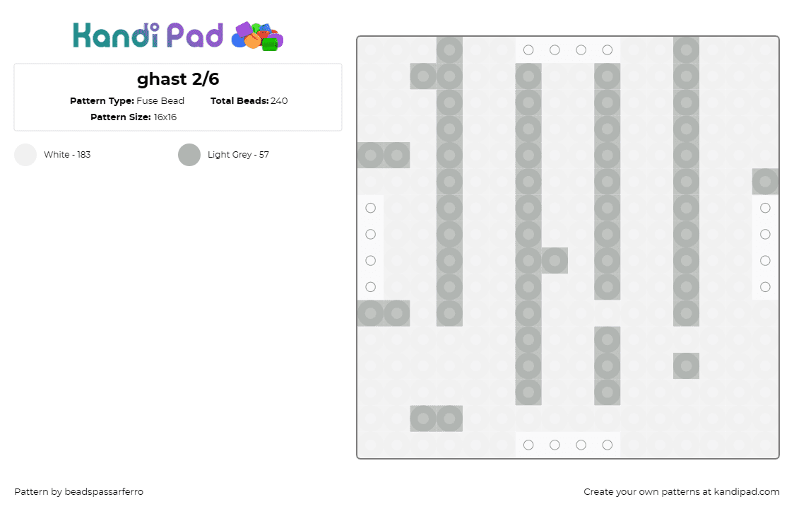 ghast 2/6 - Fuse Bead Pattern by beadspassarferro on Kandi Pad - white