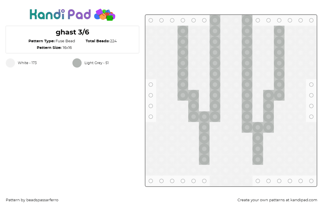 ghast 3/6 - Fuse Bead Pattern by beadspassarferro on Kandi Pad - white