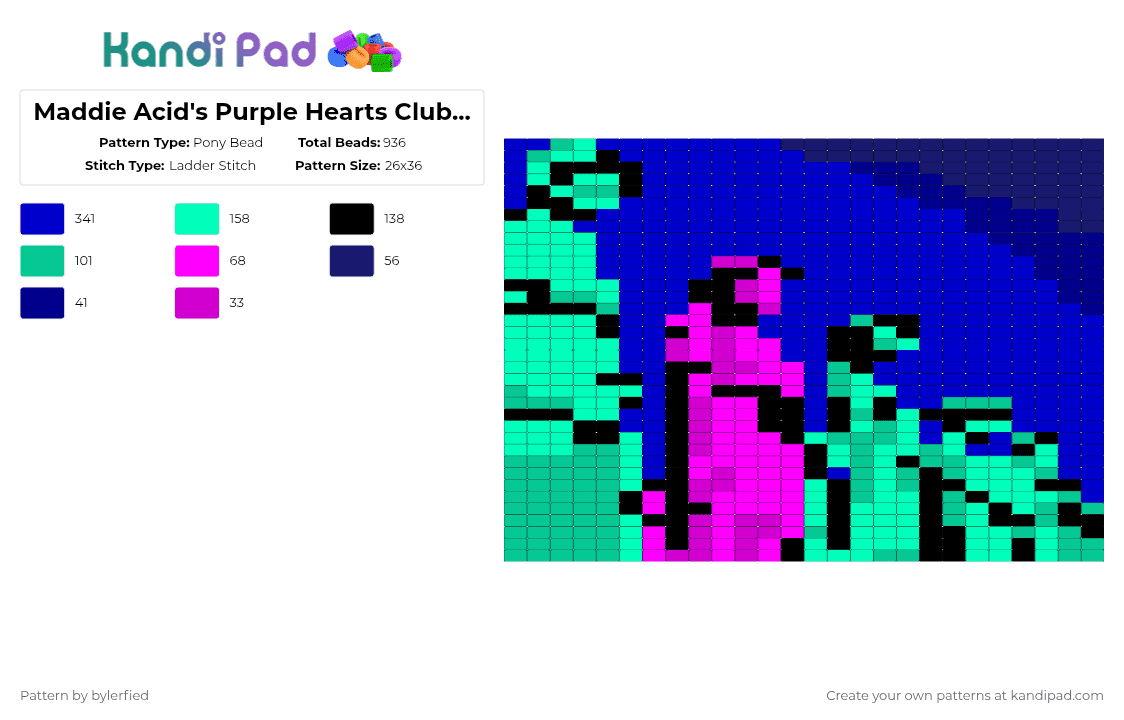 Maddie Acid\'s Purple Hearts Club Band album cover - Pony Bead Pattern by bylerfied on Kandi Pad - album cover, maddie acid, tv girl