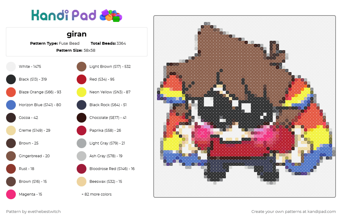 giran - Fuse Bead Pattern by evethebestwitch on Kandi Pad - beige, blue, colorful, minecraft, tan, white, yellow