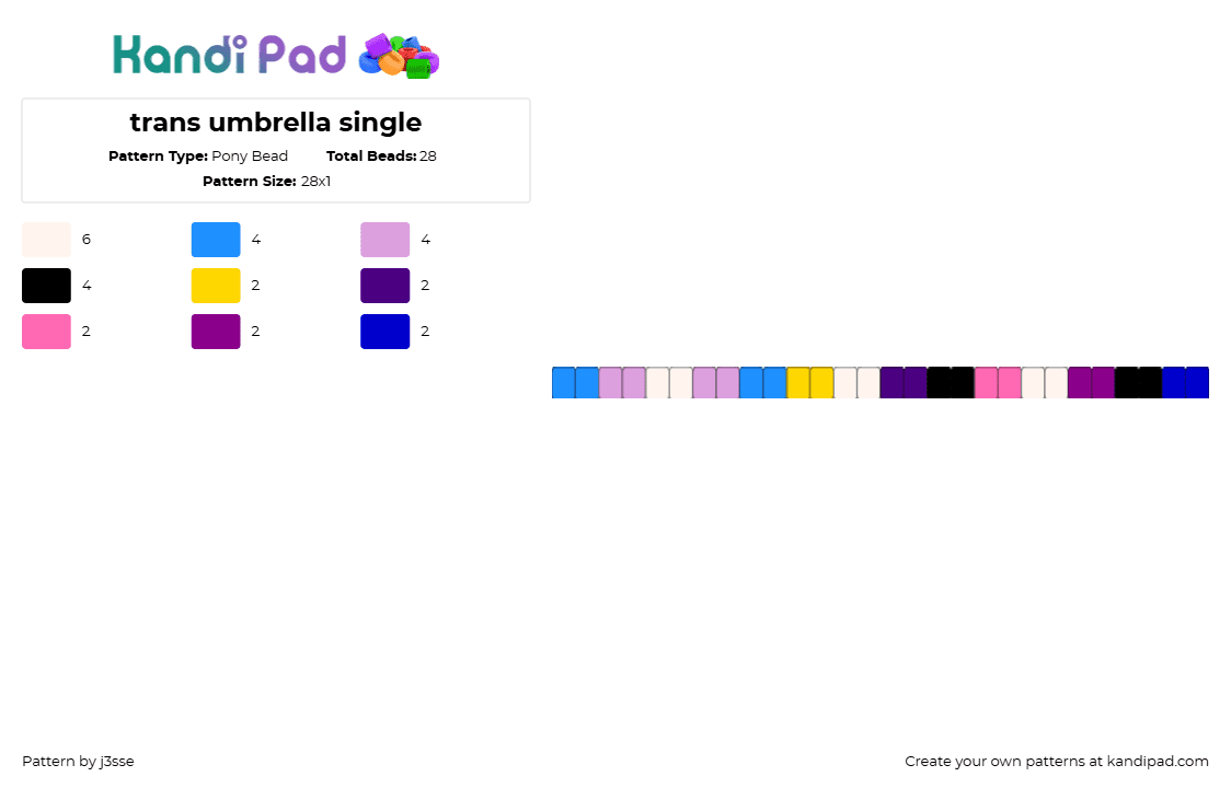 trans umbrella single - Pony Bead Pattern by v1nndicat0r on Kandi Pad - pink