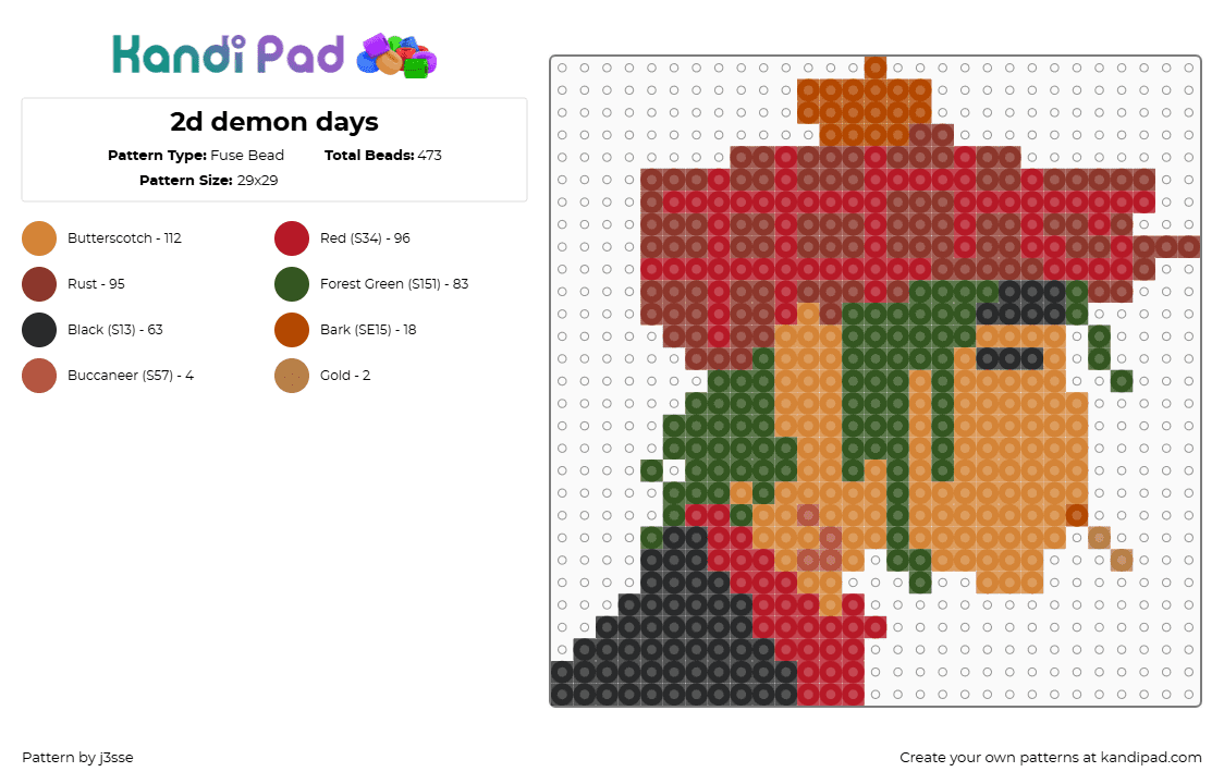 2d demon days - Fuse Bead Pattern by j3sse on Kandi Pad - 