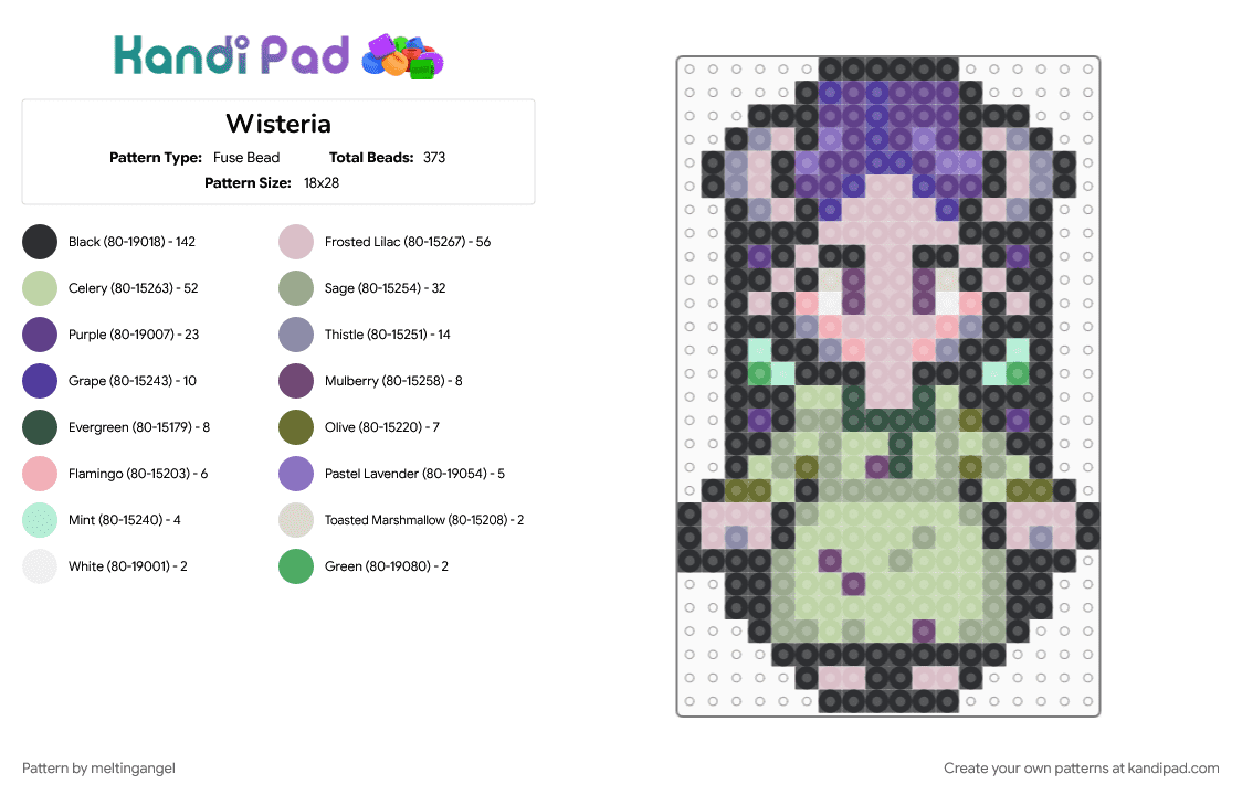 Wisteria - Fuse Bead Pattern by meltingangel on Kandi Pad - beige, black, character, colorful, dragon, fields of mistria, gaming, gray, mistria, purple, video game, yellow