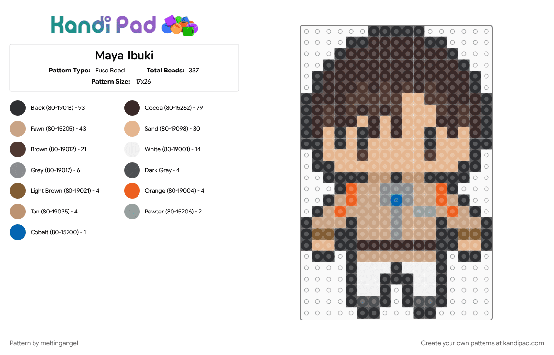 Maya Ibuki - Fuse Bead Pattern by meltingangel on Kandi Pad - anime, beige, brown, character, evangelion, neon genesis evangelion, nge, tv show