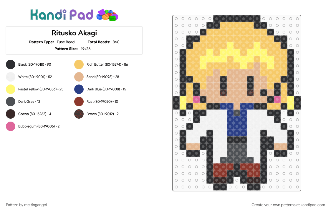 Ritusko Akagi - Fuse Bead Pattern by meltingangel on Kandi Pad - anime, beige, character, chibi, evangelion, neon genesis evangelion, nge, ritsuko, ritsuko akagi, yellow