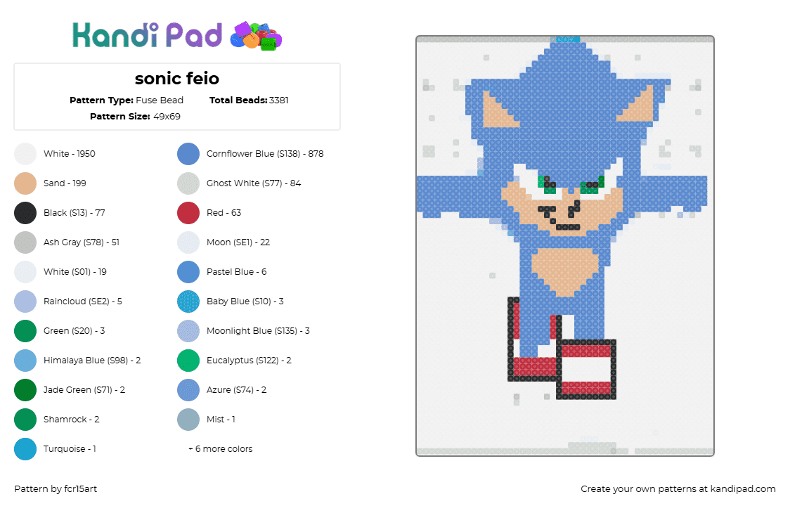 sonic feio - Fuse Bead Pattern by fcr15art on Kandi Pad - sonic the hedgehog,sega,run,character,video game,blue,tan