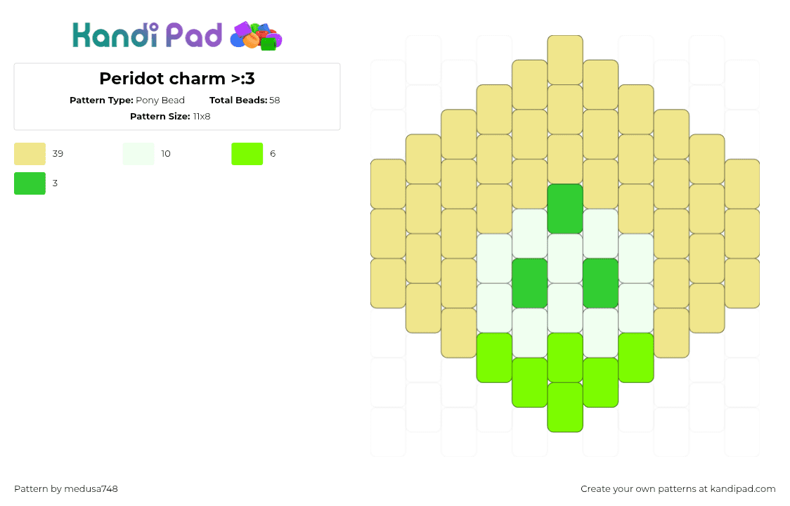 Peridot charm >:3 - Pony Bead Pattern by medusa748 on Kandi Pad - yellow