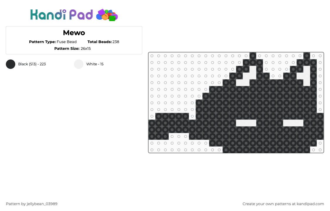 Mewo - Fuse Bead Pattern by jellybean_03989 on Kandi Pad - black