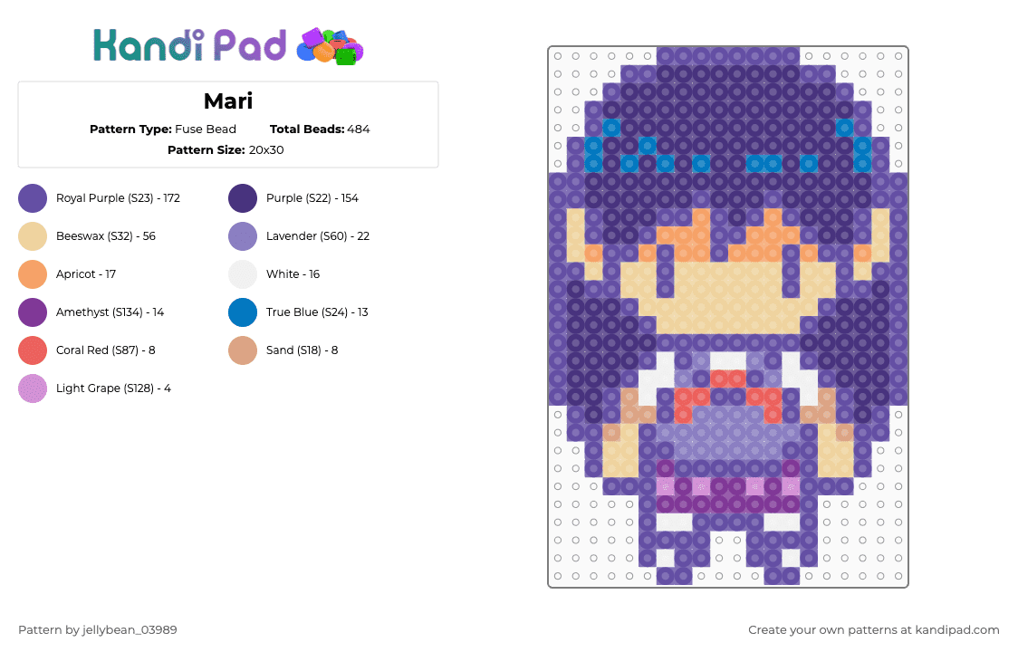 Mari - Fuse Bead Pattern by jellybean_03989 on Kandi Pad - purple