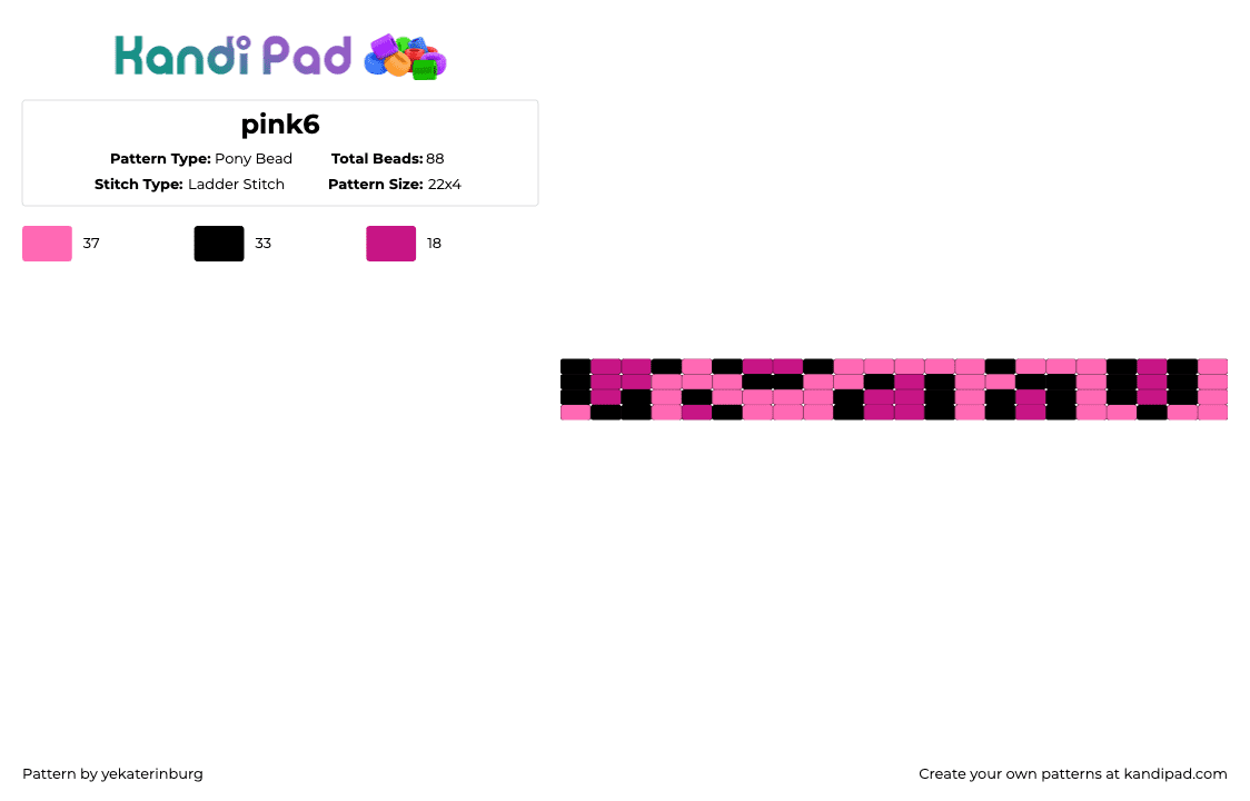 pink6 - Pony Bead Pattern by yekaterinburg on Kandi Pad - black, pink