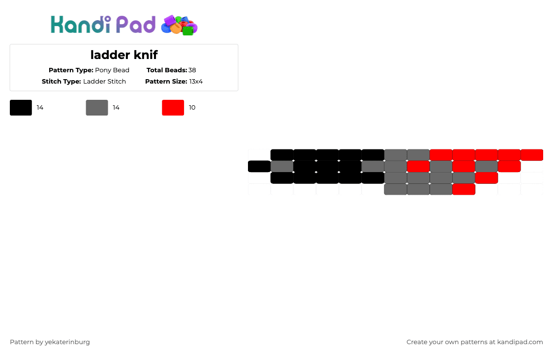 ladder knif - Pony Bead Pattern by yekaterinburg on Kandi Pad - gray,red