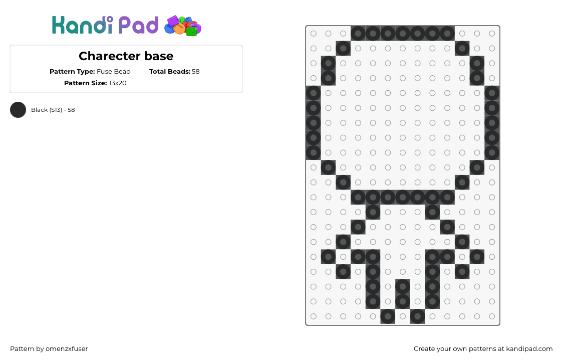 Charecter base - Fuse Bead Pattern by omenzxfuser on Kandi Pad - outline,character,template,simple,black