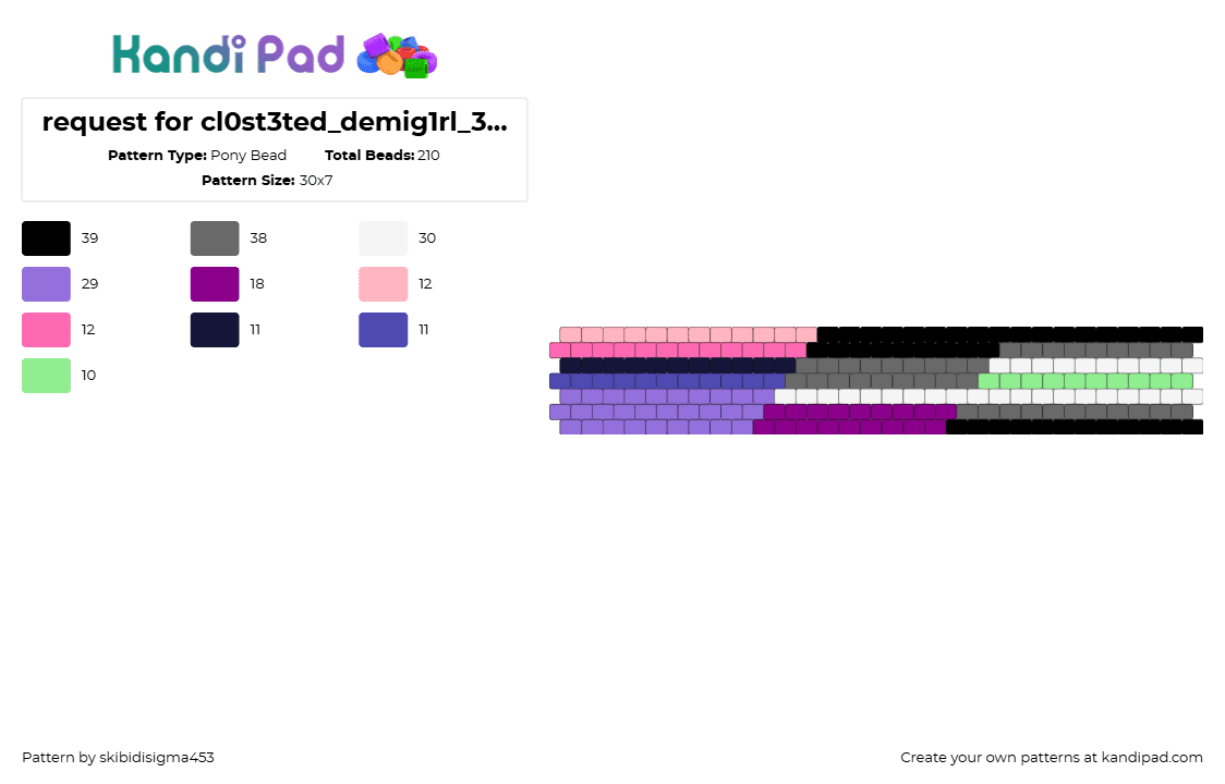 request for cl0st3ted_demig1rl_3 !!!!!!!!!!!!!!!!!!!!!!!!!!!!!!!! - Pony Bead Pattern by skibidisigma453 on Kandi Pad - agender,pride,cuff,purple,gray