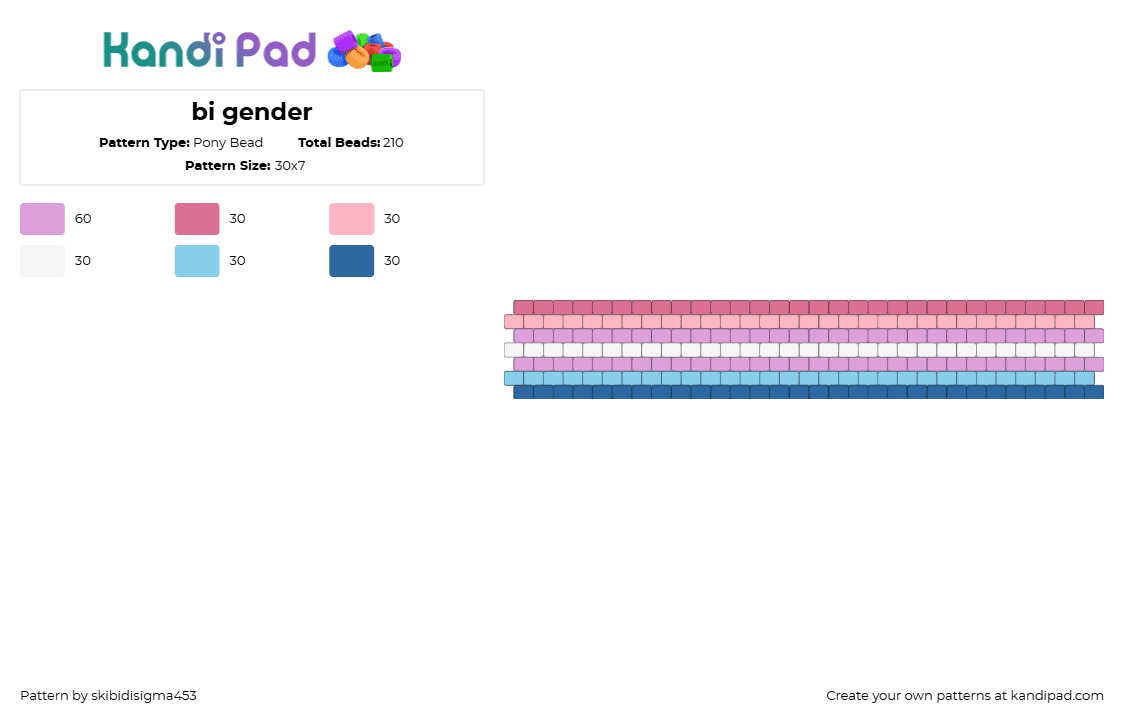 bi gender - Pony Bead Pattern by skibidisigma453 on Kandi Pad - pink