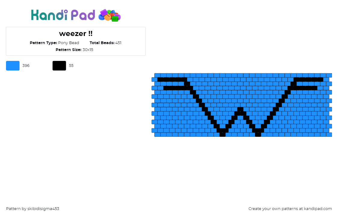 weezer !! - Pony Bead Pattern by skibidisigma453 on Kandi Pad - weezer,logo,band,music,cuff,blue