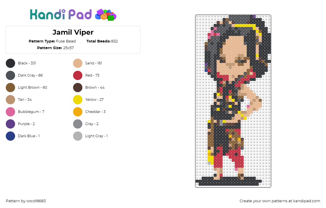 Jamil Viper - Fuse Bead Pattern by coco16683 on Kandi Pad - jamil viper,twisted wonderland