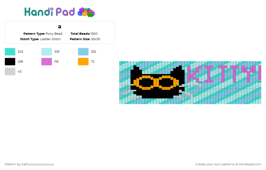 a - Pony Bead Pattern by kaifuuuuuuuuuuuuu on Kandi Pad - light blue
