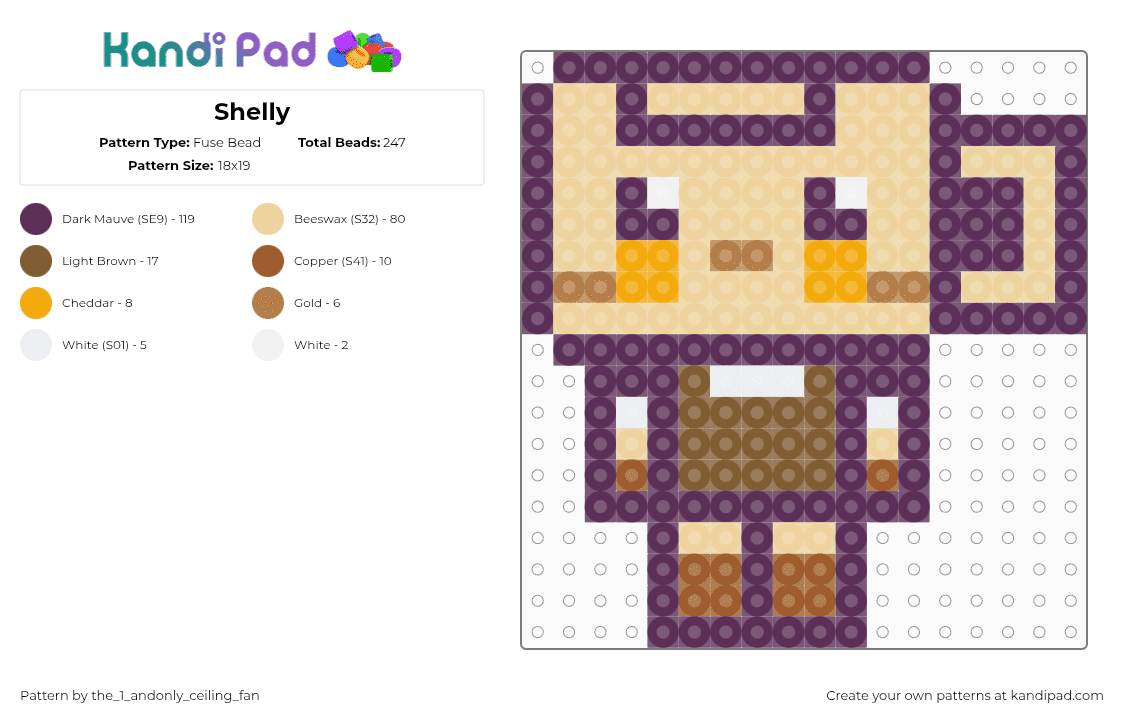 Shelly - Fuse Bead Pattern by the_1_andonly_ceiling_fan on Kandi Pad - 