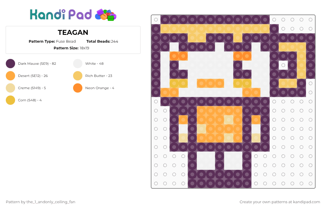 TEAGAN - Fuse Bead Pattern by maggot_b0y on Kandi Pad - pink