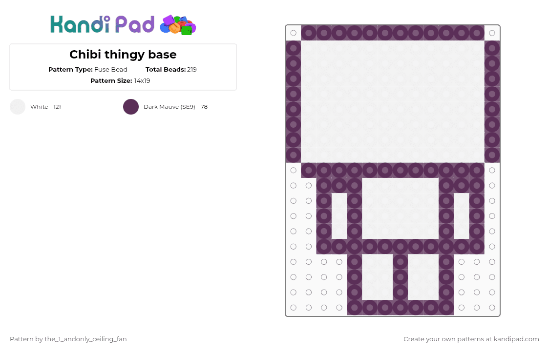 Chibi thingy base - Fuse Bead Pattern by the_1_andonly_ceiling_fan on Kandi Pad - pink,white