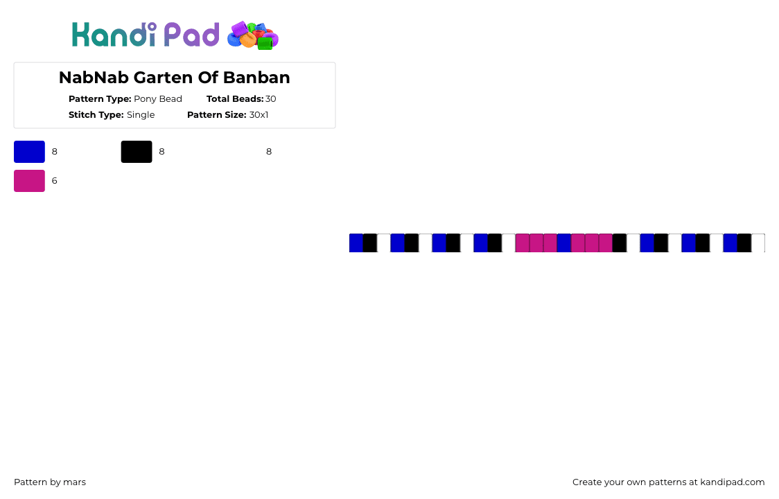 NabNab Garten Of Banban - Pony Bead Pattern by marstheslug on Kandi Pad - pink,purple