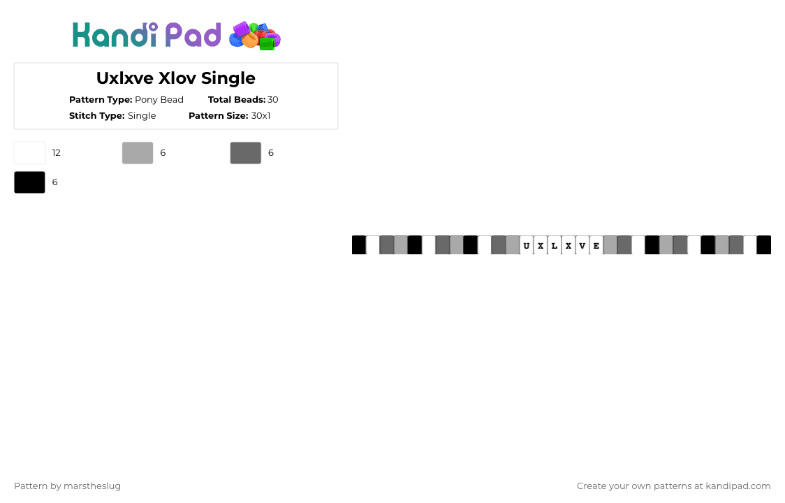 Uxlxve Xlov Single - Pony Bead Pattern by marstheslug on Kandi Pad - beige,gray,kpop,xlov,unlove,single,kpopsingle,xlovsingle