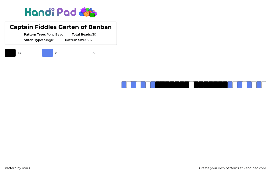 Captain Fiddles Garten of Banban Pony Bead Pattern - Kandi Pad | Kandi ...