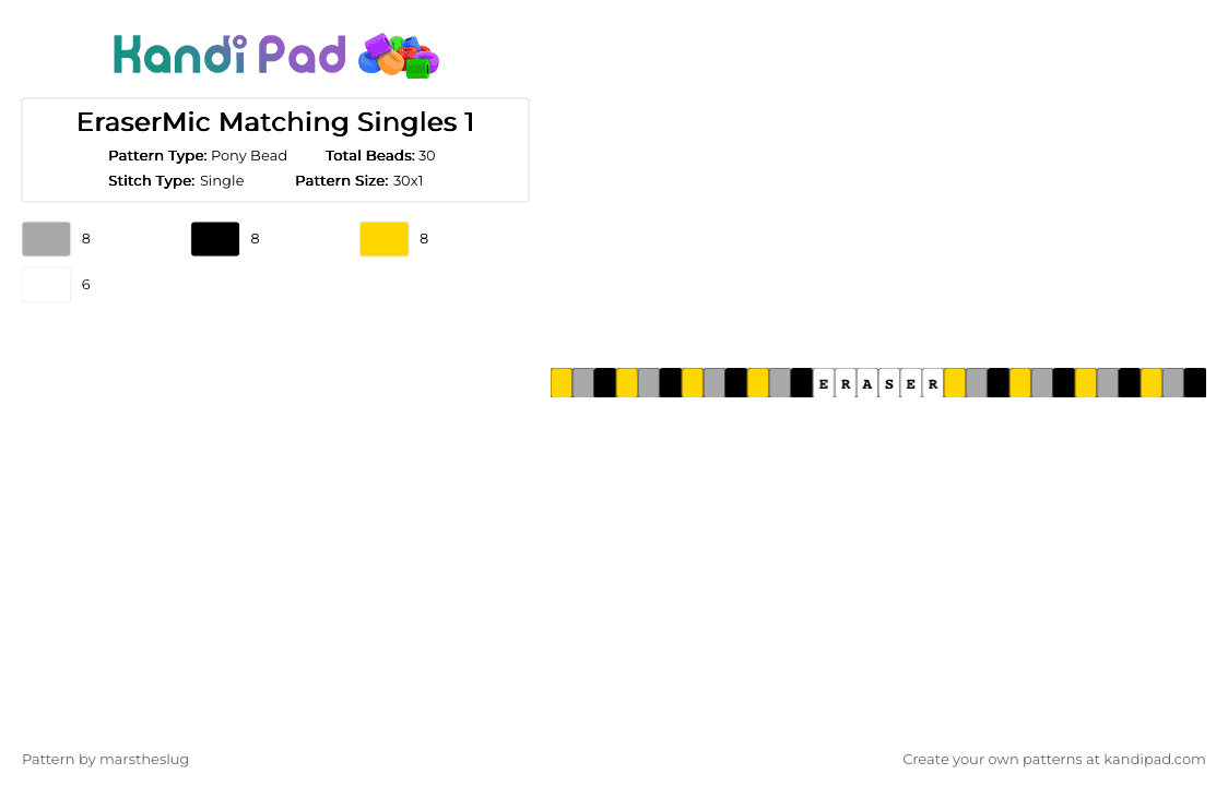 EraserMic Matching Singles 1 - Pony Bead Pattern by marstheslug on Kandi Pad - aizawa, beige, eraserhead, erasermic, mha, myheroacademia, yellow