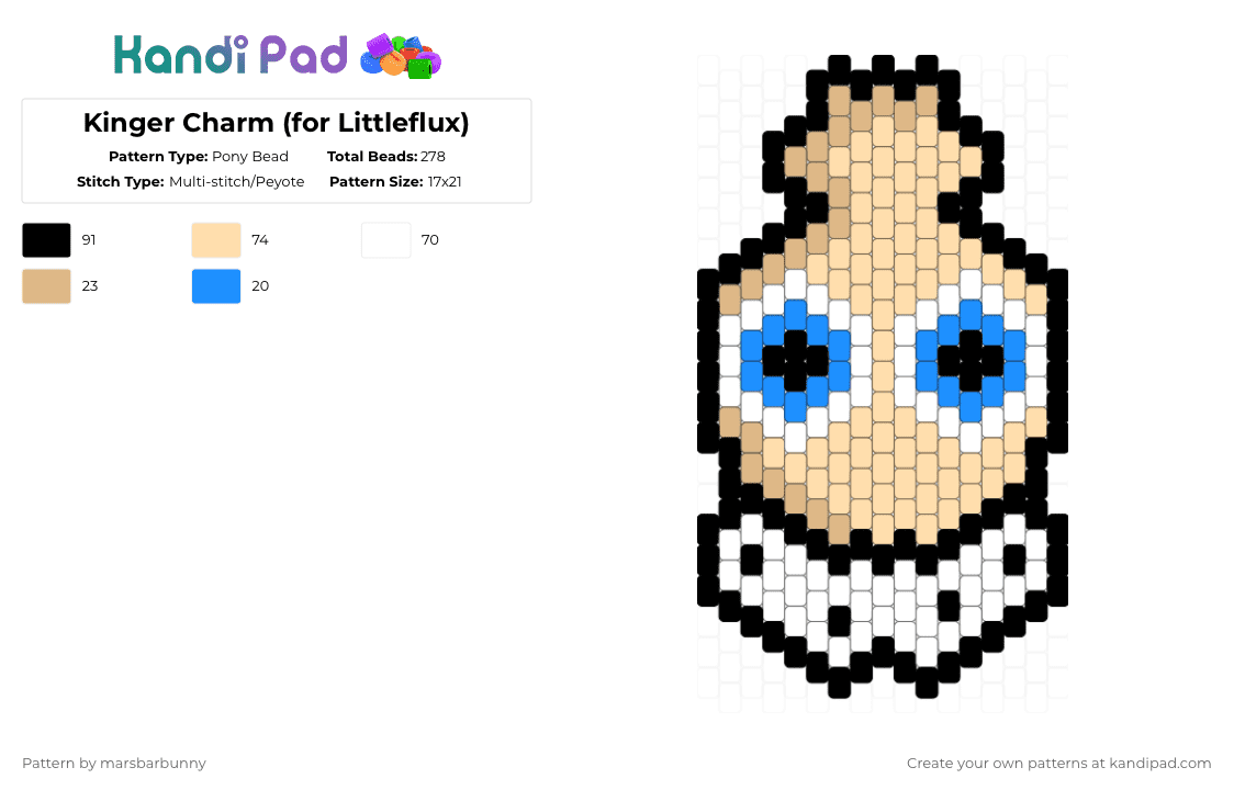 Kinger Charm (for Littleflux) - Pony Bead Pattern by marstheslug on Kandi Pad - beige