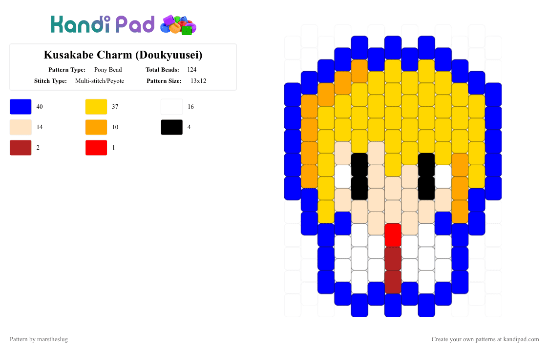 Kusakabe Charm (Doukyuusei) - Pony Bead Pattern by marstheslug on Kandi Pad - yellow,purple,anime,doukyuusei,kusakabe