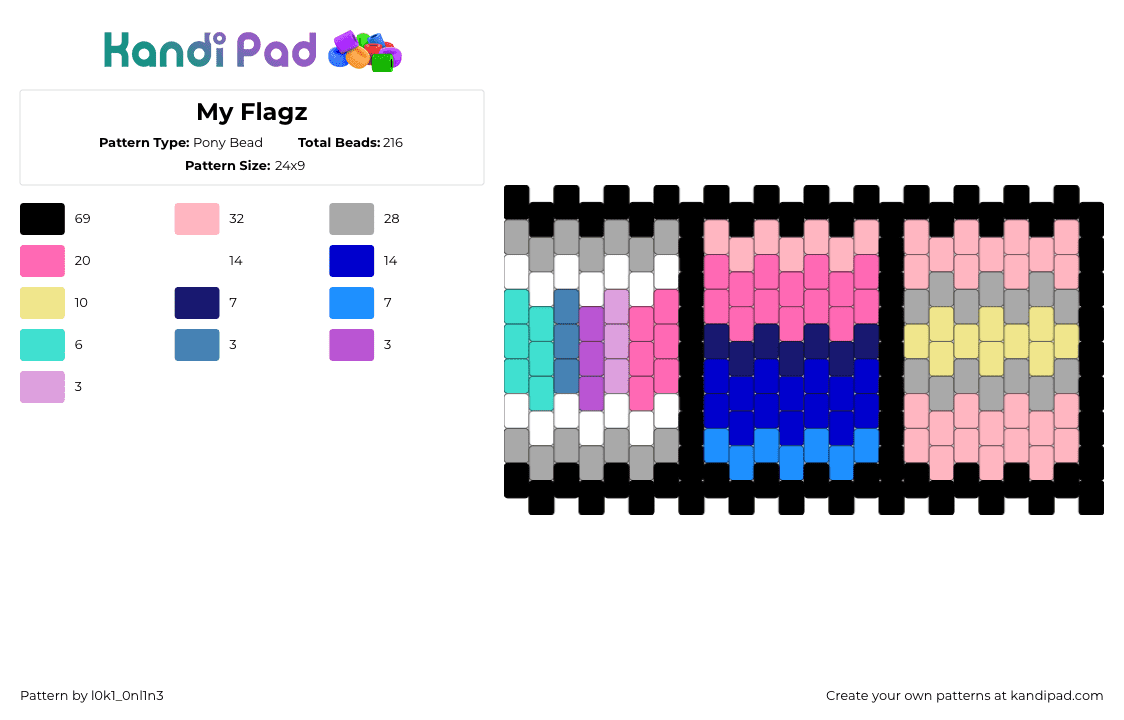 My Flagz - Pony Bead Pattern by l0k1_0nl1n3 on Kandi Pad - 