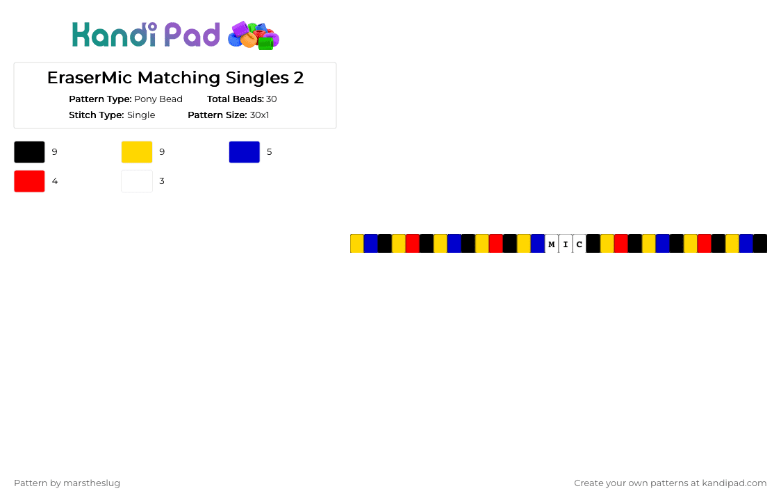 EraserMic Matching Singles 2 - Pony Bead Pattern by marstheslug on Kandi Pad - erasermic, mha, myheroacademia, presentmic, yellow