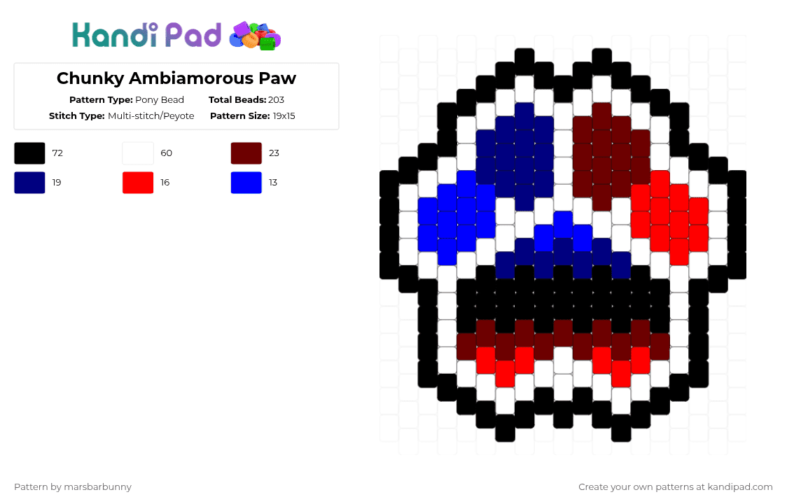 Chunky Ambiamorous Paw - Pony Bead Pattern by marstheslug on Kandi Pad - brown,purple