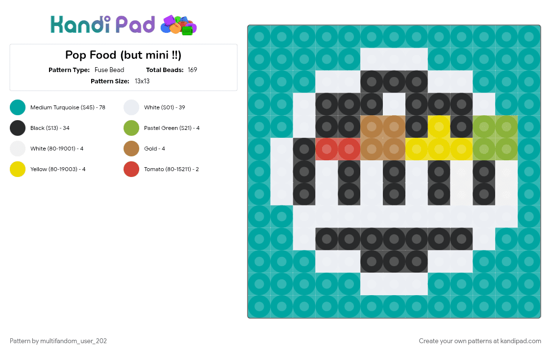 Pop Food (but mini !!) - Fuse Bead Pattern by multifandom_user_202 on Kandi Pad - 