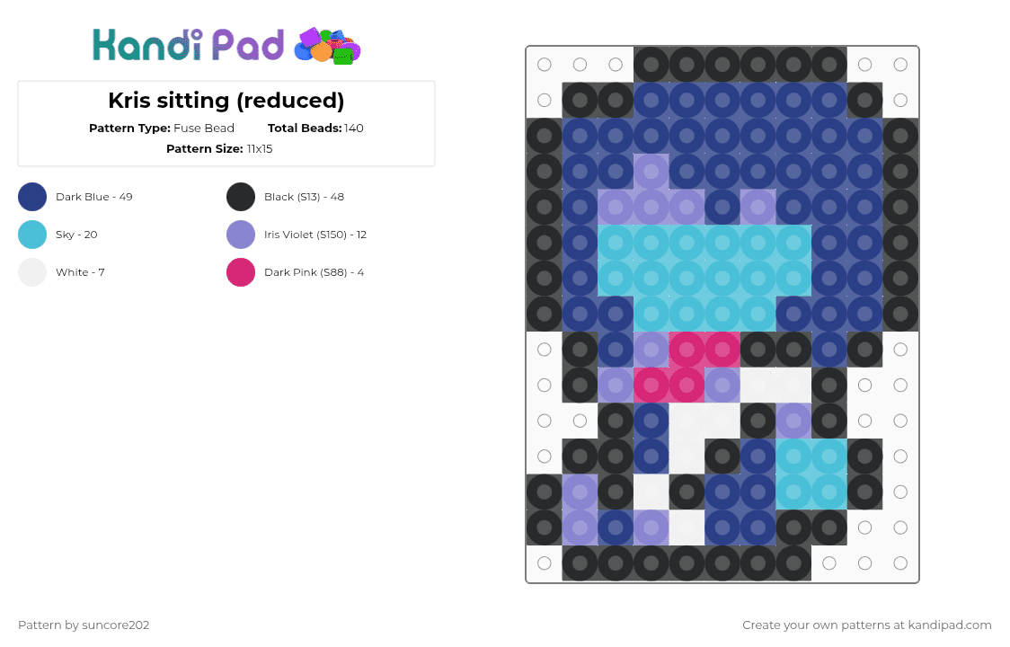 Kris Deltarune - Fuse Bead Pattern by suncore202 on Kandi Pad - blue,kris,deltarune,krisdeltarune,undertale,tobyfox,smallkris