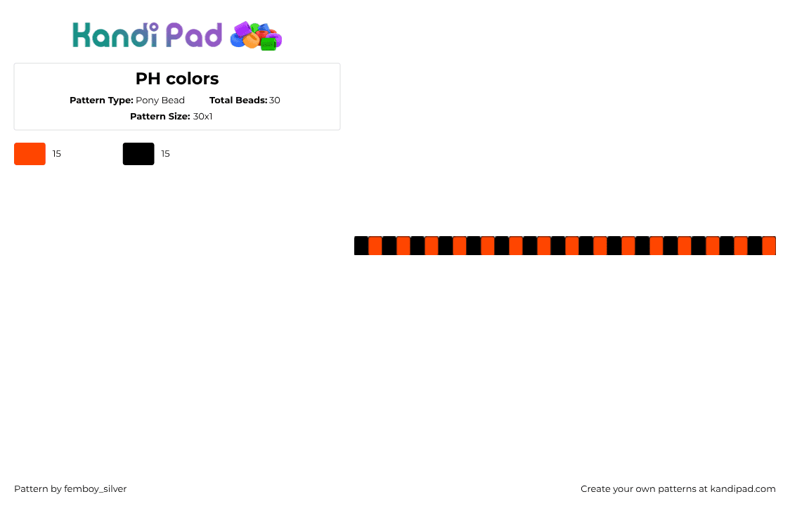 PH colors - Pony Bead Pattern by femboy_silver on Kandi Pad - stripes,halloween,single,bracelet,orange,black