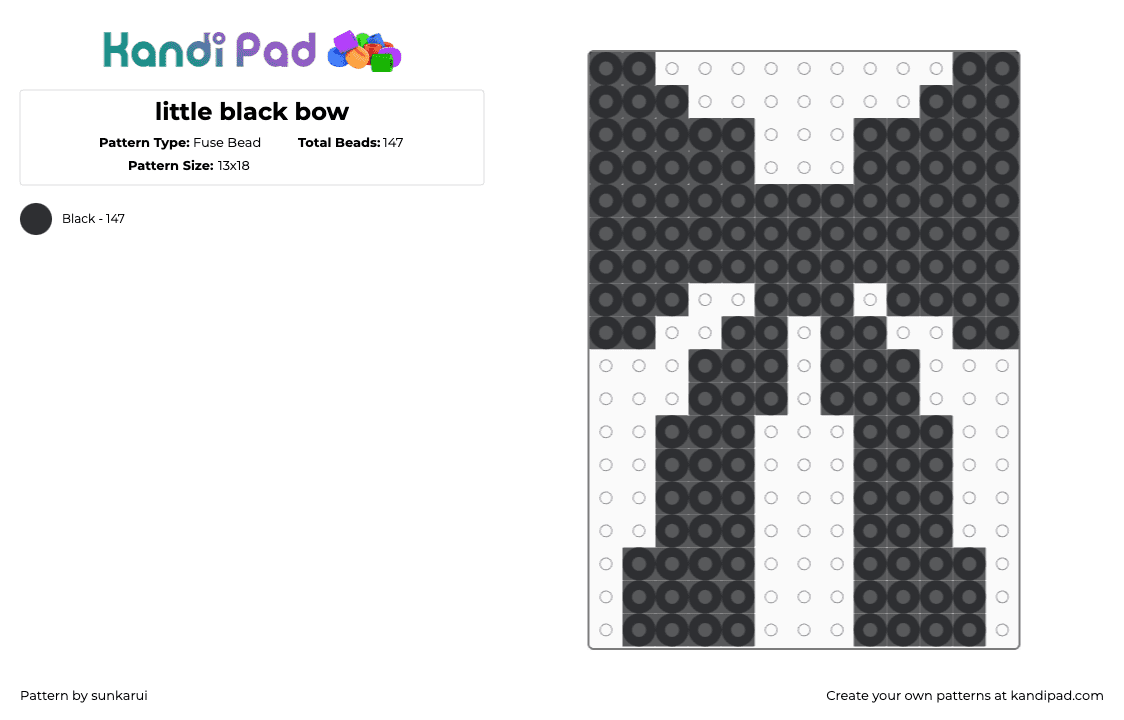 little black bow - Fuse Bead Pattern by sunkarui on Kandi Pad - black