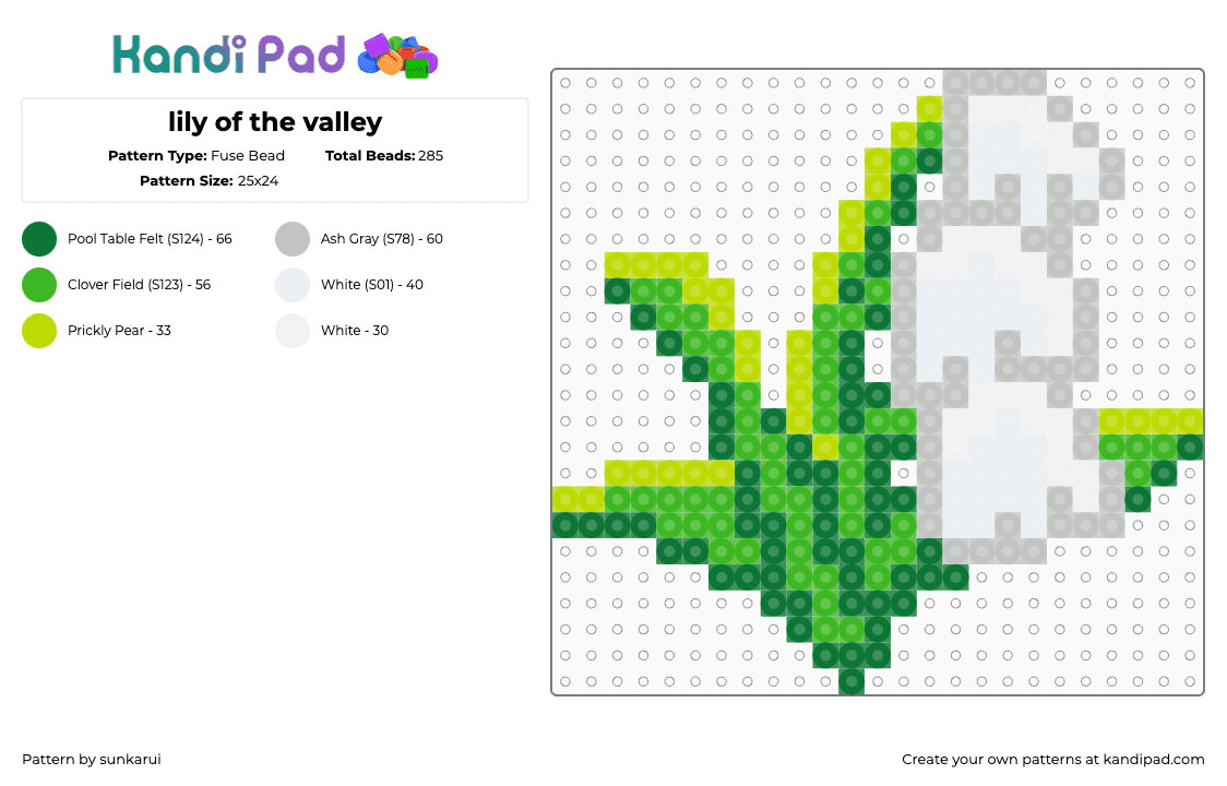 lily of the valley - Fuse Bead Pattern by sunkarui on Kandi Pad - lily of the valley,plant,flower,nature,green,white