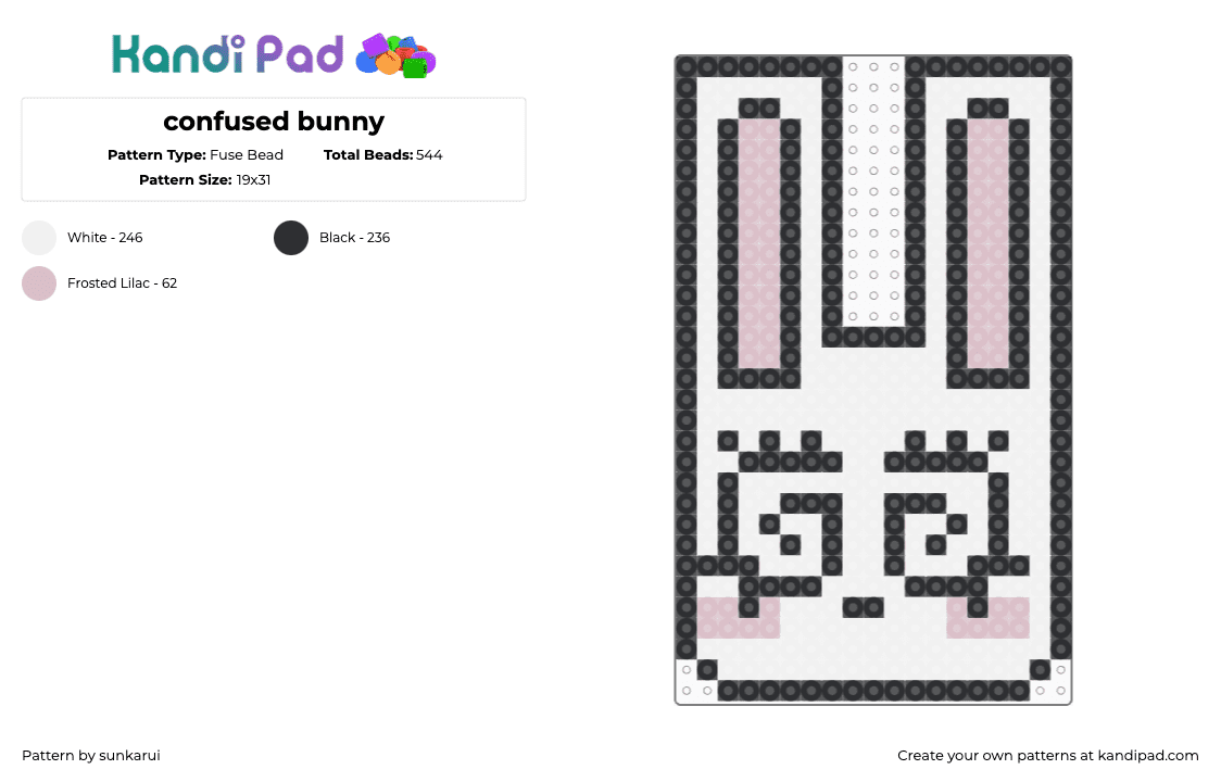 confused bunny - Fuse Bead Pattern by sunkarui on Kandi Pad - white